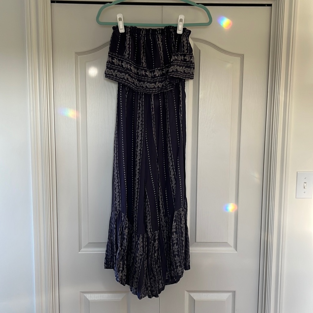 Navy Blue Strapless Jumpsuit